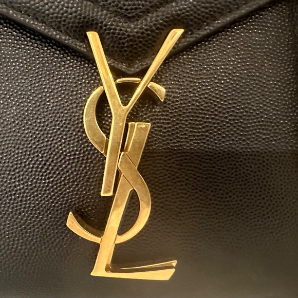 New Saint Laurent Cassandra YSL Wallet on Chain Grained Black Leather Crossbody - Picture 6 of 10